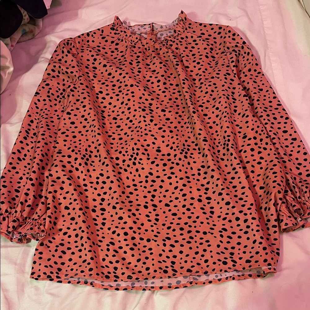 Women's Pink Polka Dot Blouse